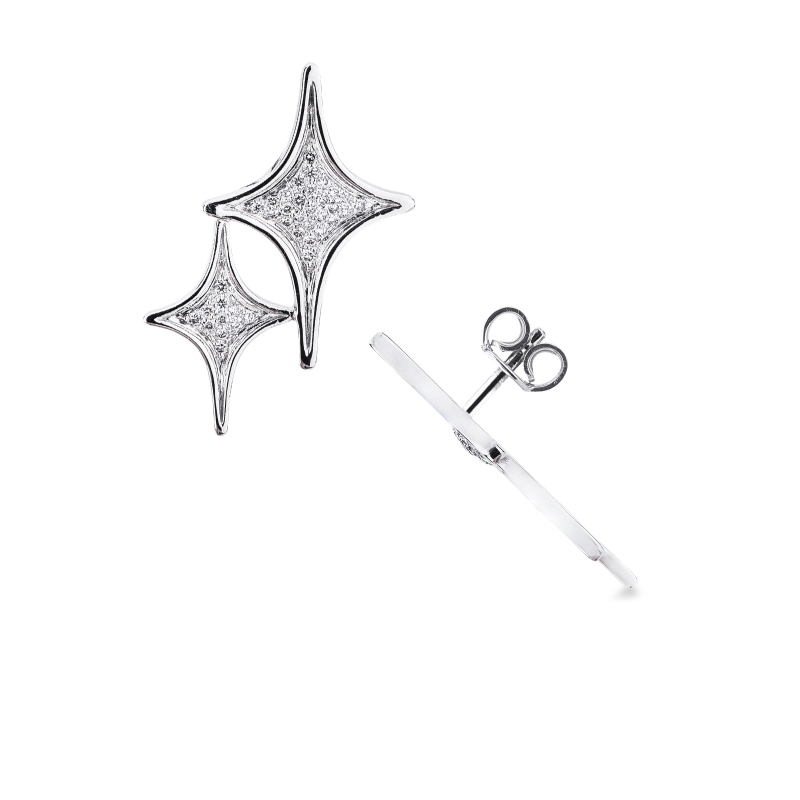 Orecchini in oro bianco 750 con stelle in diamanti