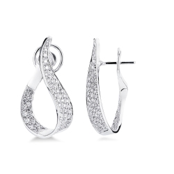 Orecchini design a goccia sinuosa in oro bianco 750 con diamanti