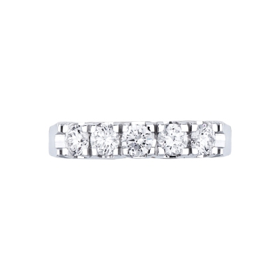5 diamonds half eternity ring in white gold 18k ct 0,75 