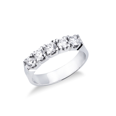 5 diamonds half eternity ring in white gold 18k ct 0,75 