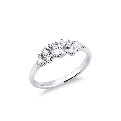 Anello in oro bianco 18k con diamante centrale e laterali