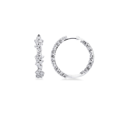Orecchini design a cerchio in oro bianco 750 con diamanti 