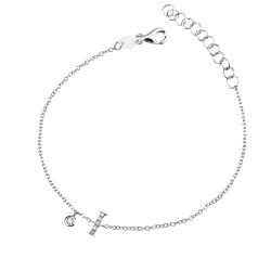 Bracciale lettera I in oro bianco 18k con diamanti