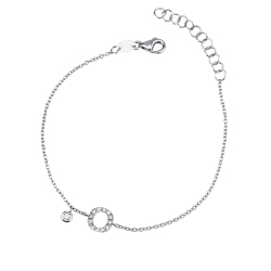 Bracciale lettera O in oro bianco 18k con diamanti