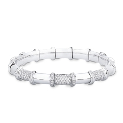 Bracciale elastico in oro bianco 18k con raffinati dettagli in diamanti