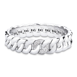 Bracciale groumette elastico in oro bianco 18k con diamanti