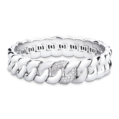Bracciale groumette elastico in oro bianco 18k con diamanti