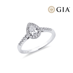 Anello con diamante taglio goccia 0.40ct GIA in oro bianco 18k