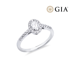 Anello con diamante taglio ovale 0.40ct GIA in oro bianco 18k