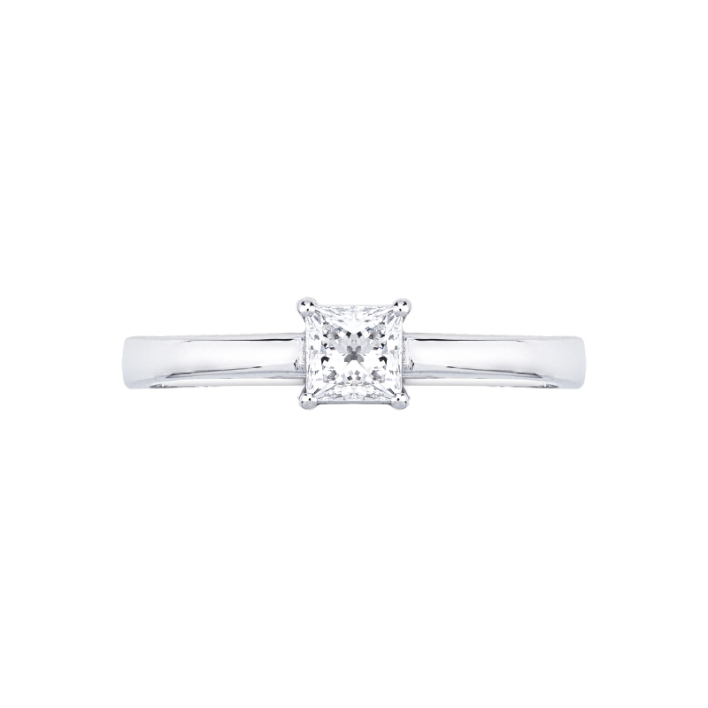 Anello con diamante taglio princess 0.50ct  GIA in oro bianco 18k
