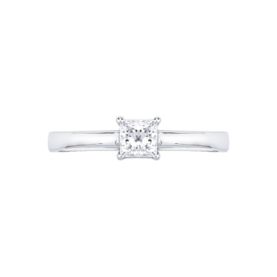 Anello con diamante taglio princess 0.50ct  GIA in oro bianco 18k