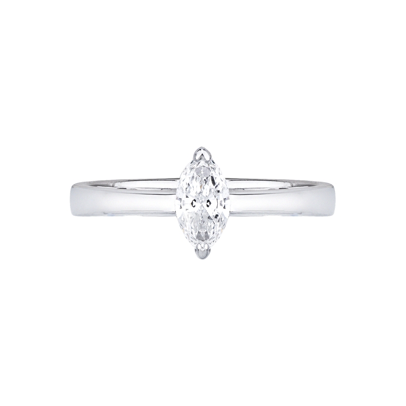 Anello con diamante taglio marquise 0.50ct GIA in oro bianco 18k