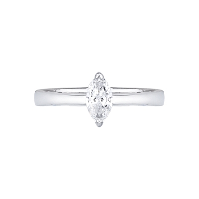 Anello con diamante taglio marquise 0.50ct GIA in oro bianco 18k