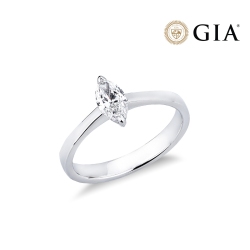 Anello con diamante taglio marquise 0.50ct GIA in oro bianco 18k