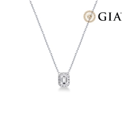Collana con diamante taglio smeraldo 0.70ct  GIA in oro bianco 18k