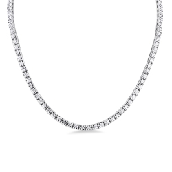 Collana tennis lineare a piramide in oro bianco 750 con diamanti