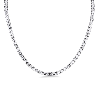 Collana tennis lineare a piramide in oro bianco 750 con diamanti