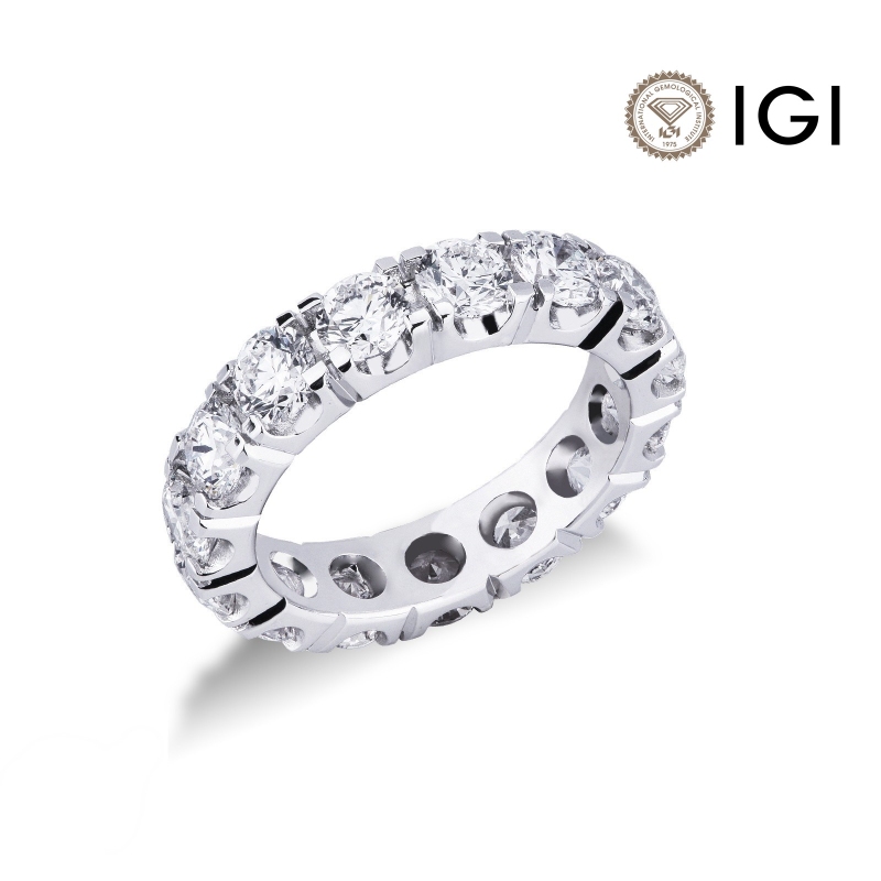 Anello eternity oro bianco 750 con diamanti certificati IGI F VS