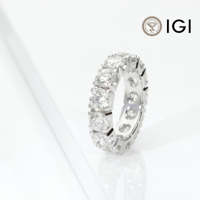 Anello eternity oro bianco 18k con diamanti certificati IGI F VS