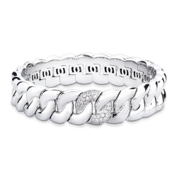 Bracciale groumette elastico in oro bianco 18k con diamanti