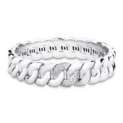 Bracciale groumette elastico in oro bianco 18k con diamanti