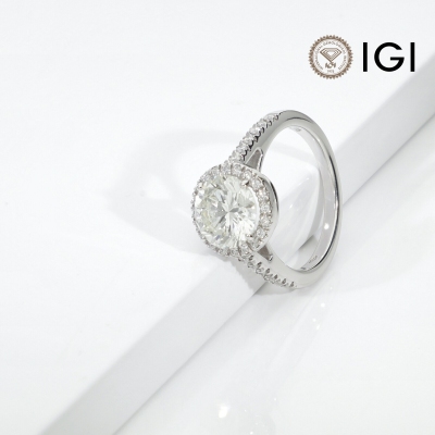 DIA 2.37ct J VVS2 IGI $571385969 mont. ANP13.Brill.contorno G VS###, pezzo unico
