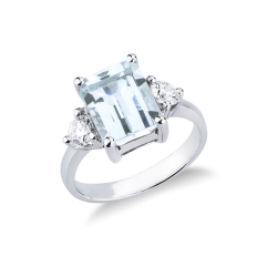 Anello oro bianco con acquamarina e diamanti