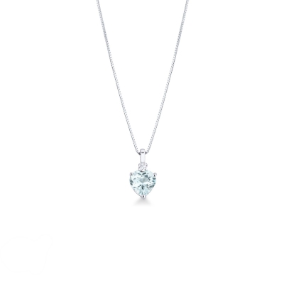 Collana acquamarina a cuore oro bianco e diamante 