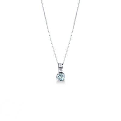 White gold 18k aquamarine and diamonds pendant 
