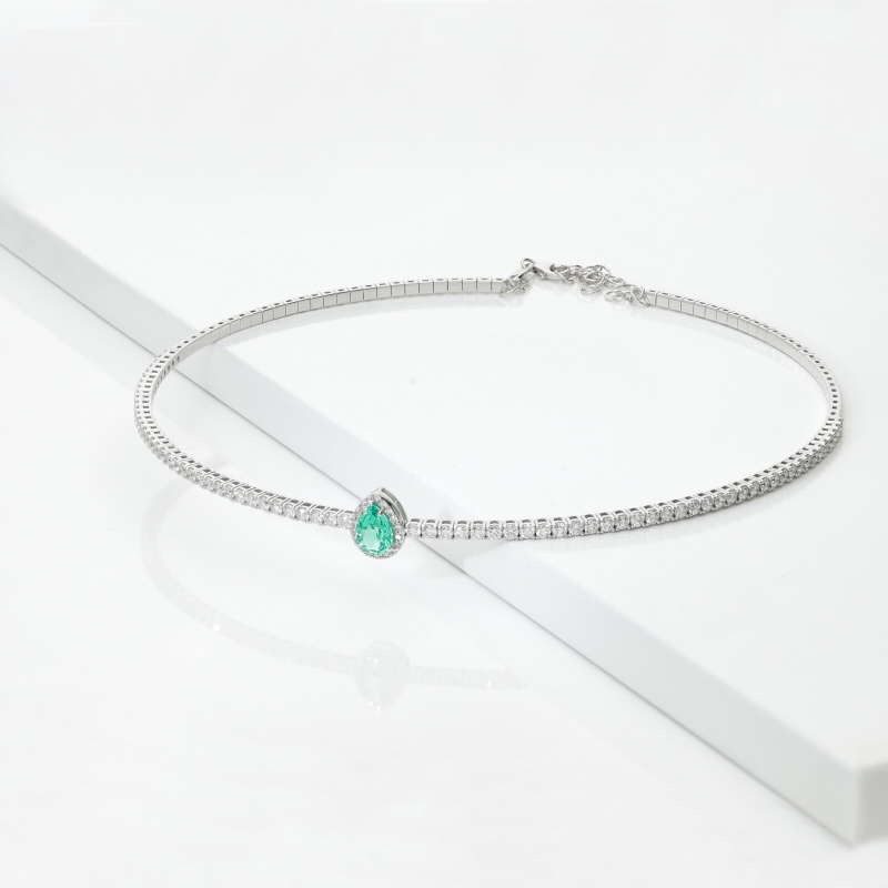 GIROCOLLO CHOKER IN BRILANTI CON SMERALDO GOCCIA MM7X5