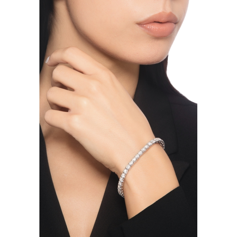 Bracciale tennis piramide in oro bianco 750 con diamanti