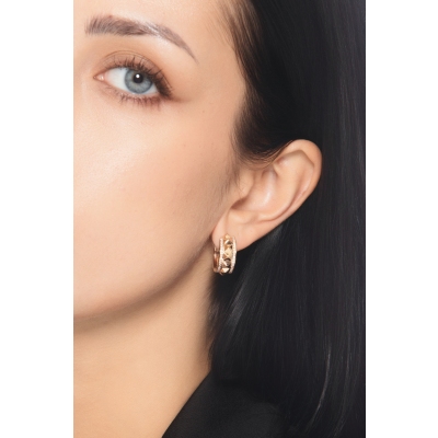 Orecchini in oro rosa 18k con borchie e file in diamanti