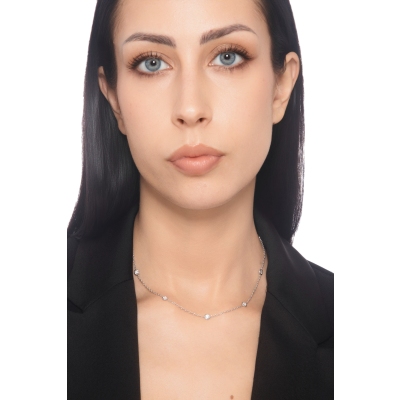 White gold 18k necklace with 9 bezel diamonds 