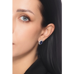 Orecchini in oro bianco 18k con zaffiro blu e diamanti 2