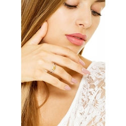 Ring with citrine and diamonds in white gold 18k 2