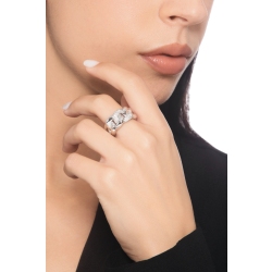 Anello elastico groumette in oro bianco 750 con diamanti 2