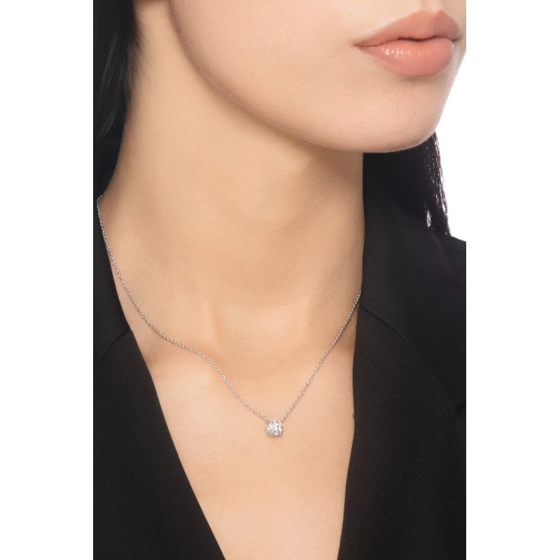 Collana punto luce in oro bianco 18k con diamante IGI, 1.00ct