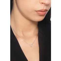 Collana con diamante taglio smeraldo 0.50ct GIA in oro bianco 18k 2