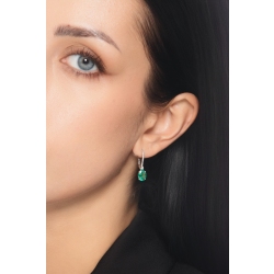 Earrings in white gold 18k with emeralds and diamonds 2