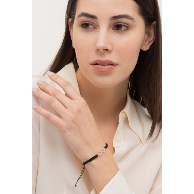 BRACCIALE uomo/donna CON INFINITO IN BRILL, TESSUTO NERO, SIMILE A WBRAP7000BB-T
