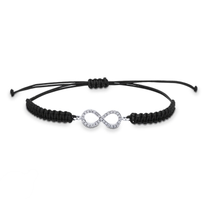 BRACCIALE uomo/donna CON INFINITO IN BRILL, TESSUTO NERO, SIMILE A WBRAP7000BB-T