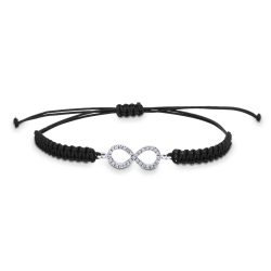 BRACCIALE uomo CON INFINITO IN BRILL, TESSUTO NERO, SIMILE A WBRAP7000BB-T