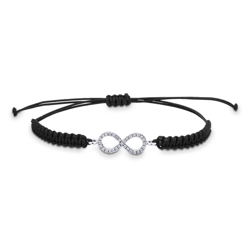 BRACCIALE uomo CON INFINITO IN BRILL, TESSUTO NERO, SIMILE A WBRAP7000BB-T