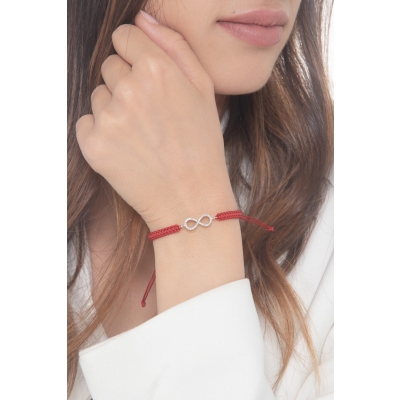 BRACCIALE uomo/donna INFINITO IN BRIL, TESSUTO ROSSO, SIMILE A WBRAP7000BB-T