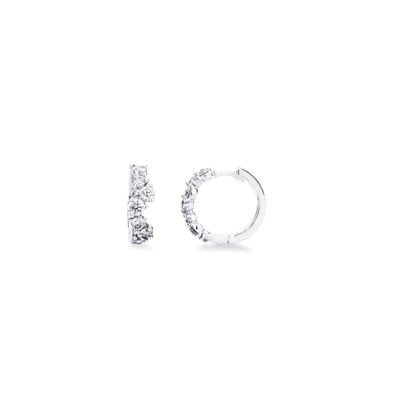 Orecchini cerchio in oro bianco 18k con diamanti
