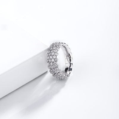 Anello elastico oro bianco 18k con diamanti