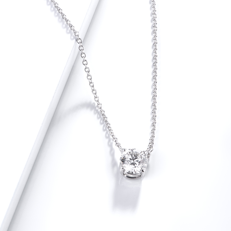 Collana punto luce in oro bianco 18k con diamante IGI, 1.00ct