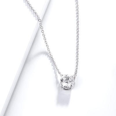 Collana punto luce in oro bianco 18k con diamante IGI, 1.00ct