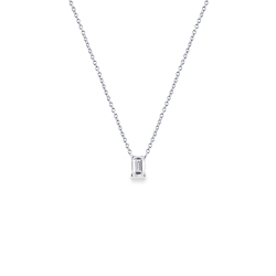 Collana con diamante taglio smeraldo 0.50ct GIA in oro bianco 18k