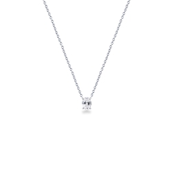 Collana punto luce in oro bianco 18k con diamante taglio ovale 0.50ct GIA